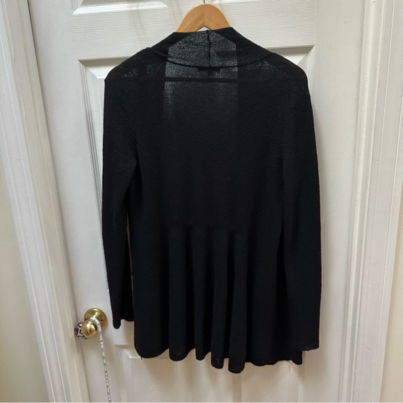 Eileen Fisher Black Wool Cardigan sweater open front long s small - Picture 6 of 6